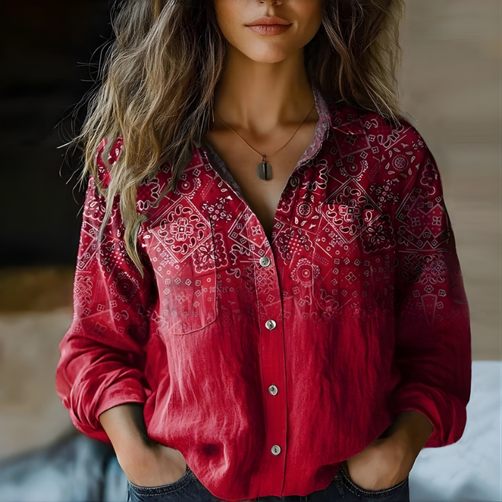 Natalie™ Printed Vintage Blouse