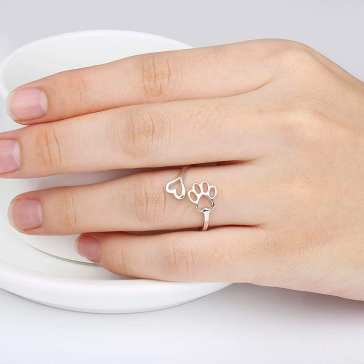 Handcrafted Paw & Heart Ring
