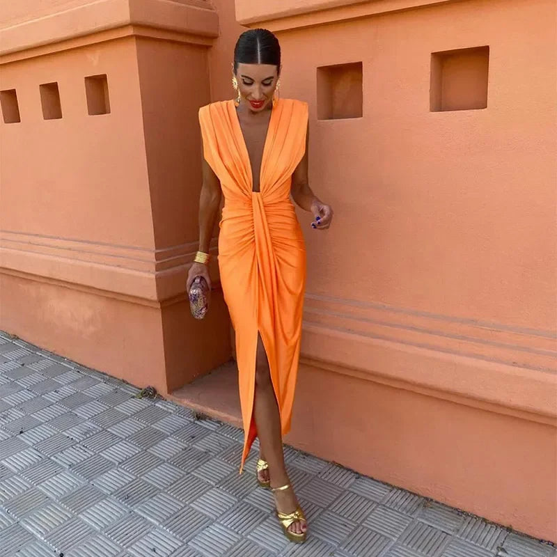 Katida™  Party Dress with Deep V-neck