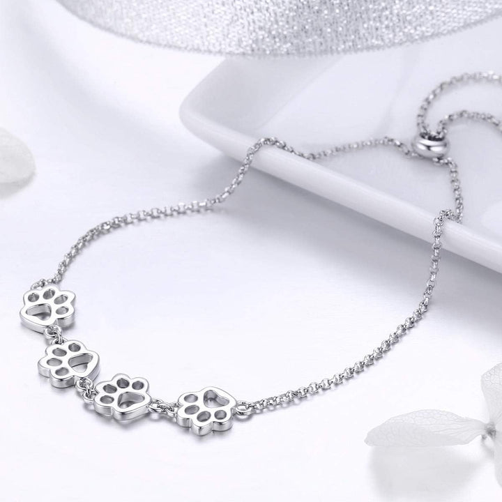 Silver Paw Print Bracelet – Adjustable Fit