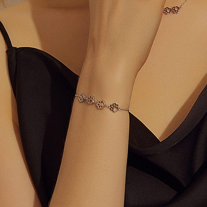 Silver Paw Print Bracelet – Adjustable Fit