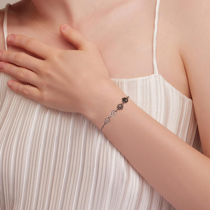 Silver Paw Print Bracelet – Adjustable Fit