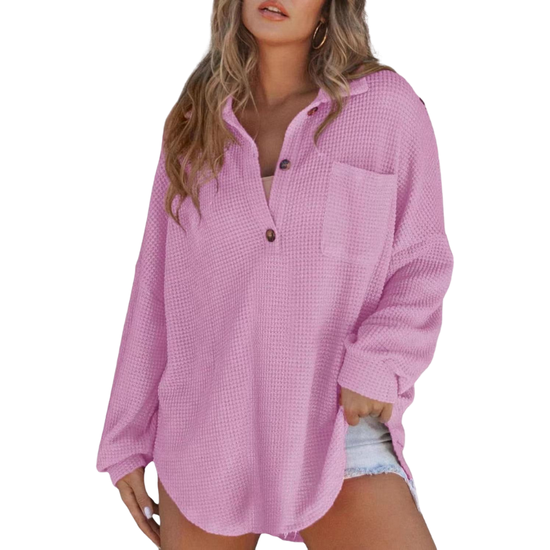 Nova™ Casual Lightweight Button V Neck Tunic Blouse