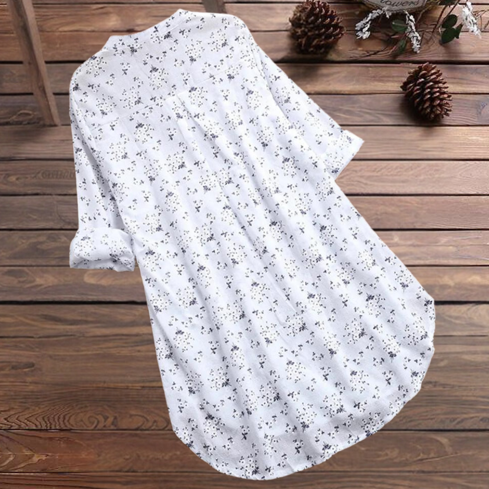 Vienna™ Elegant and long floral blouse for women