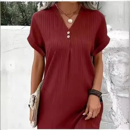 Elaine™  Elegant V-Neck Midi Dress