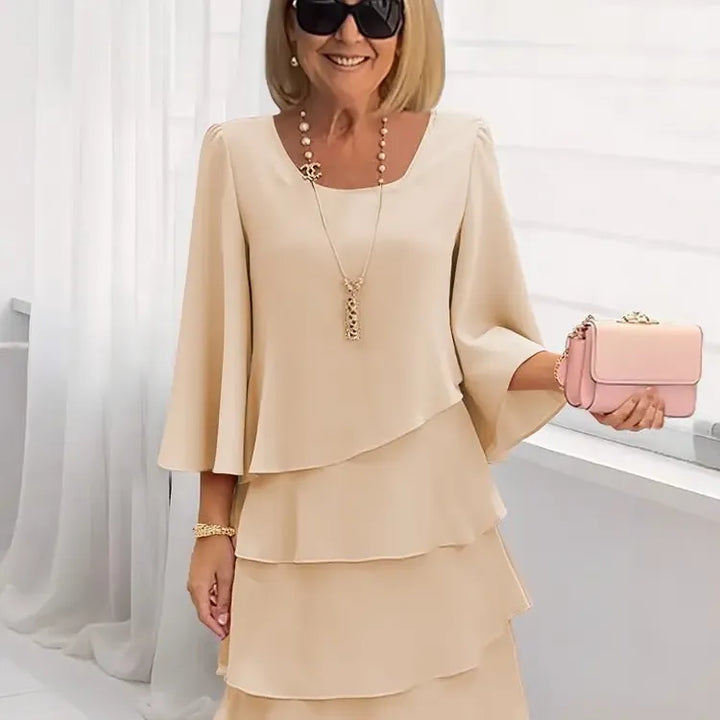 Caroline | Elegant Comfort Ruffle Dress