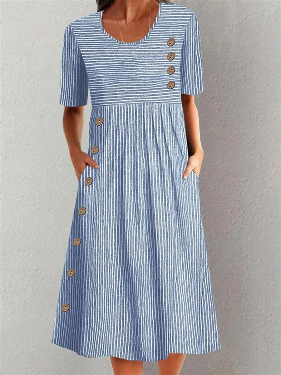 Mirella | Coastal Stripe Midi Dress