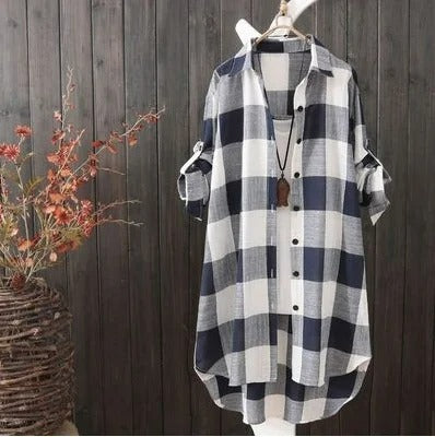 Caelie™  Elegant Block Pattern Blouse Dress