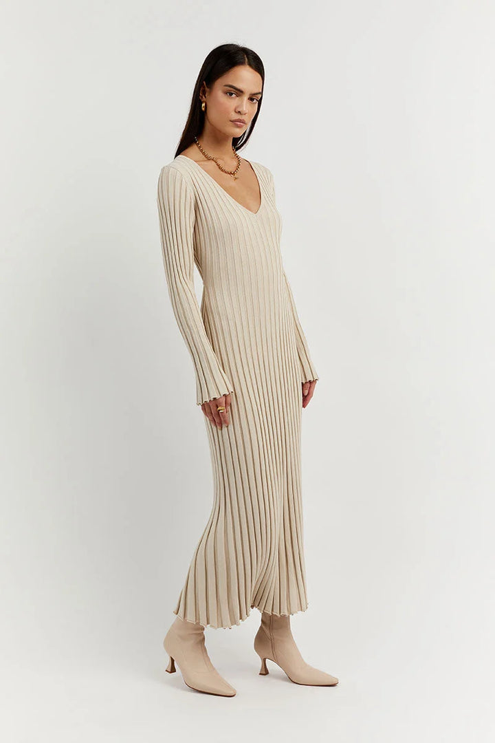 Demi™  V-neck midi dress with sleeves