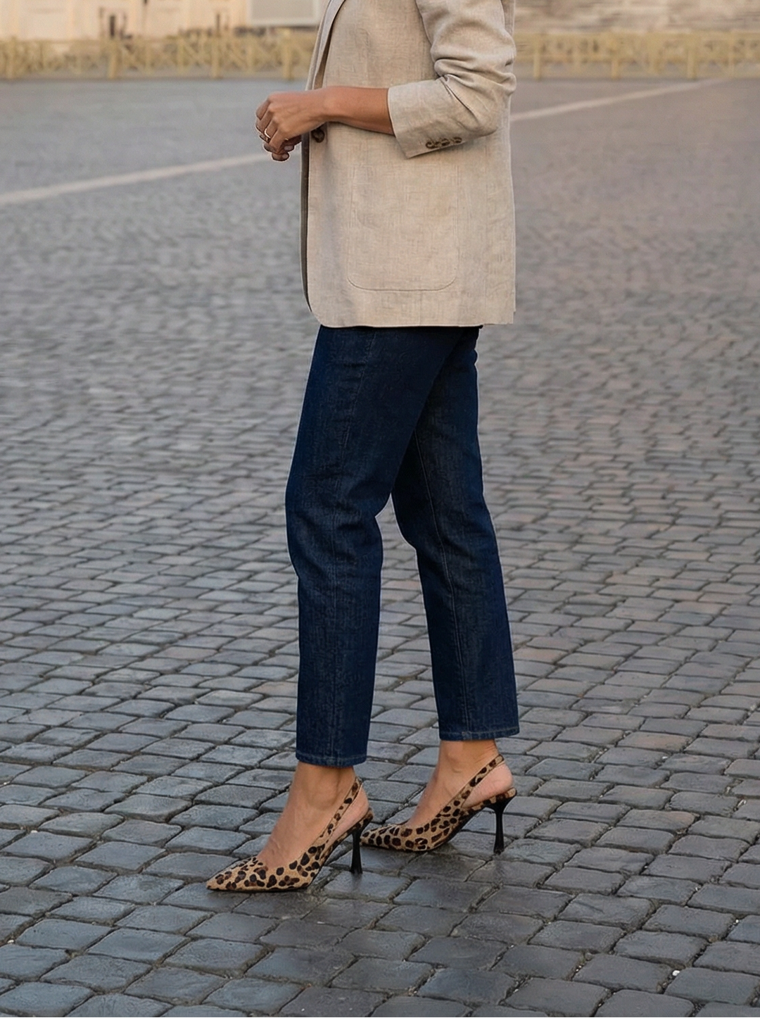 Leopard-Print Open-Back Heels