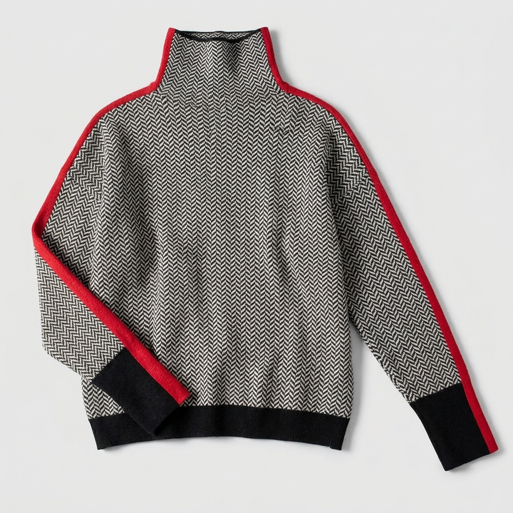 Elwira™ | Herringbone Turtleneck Knit Sweater