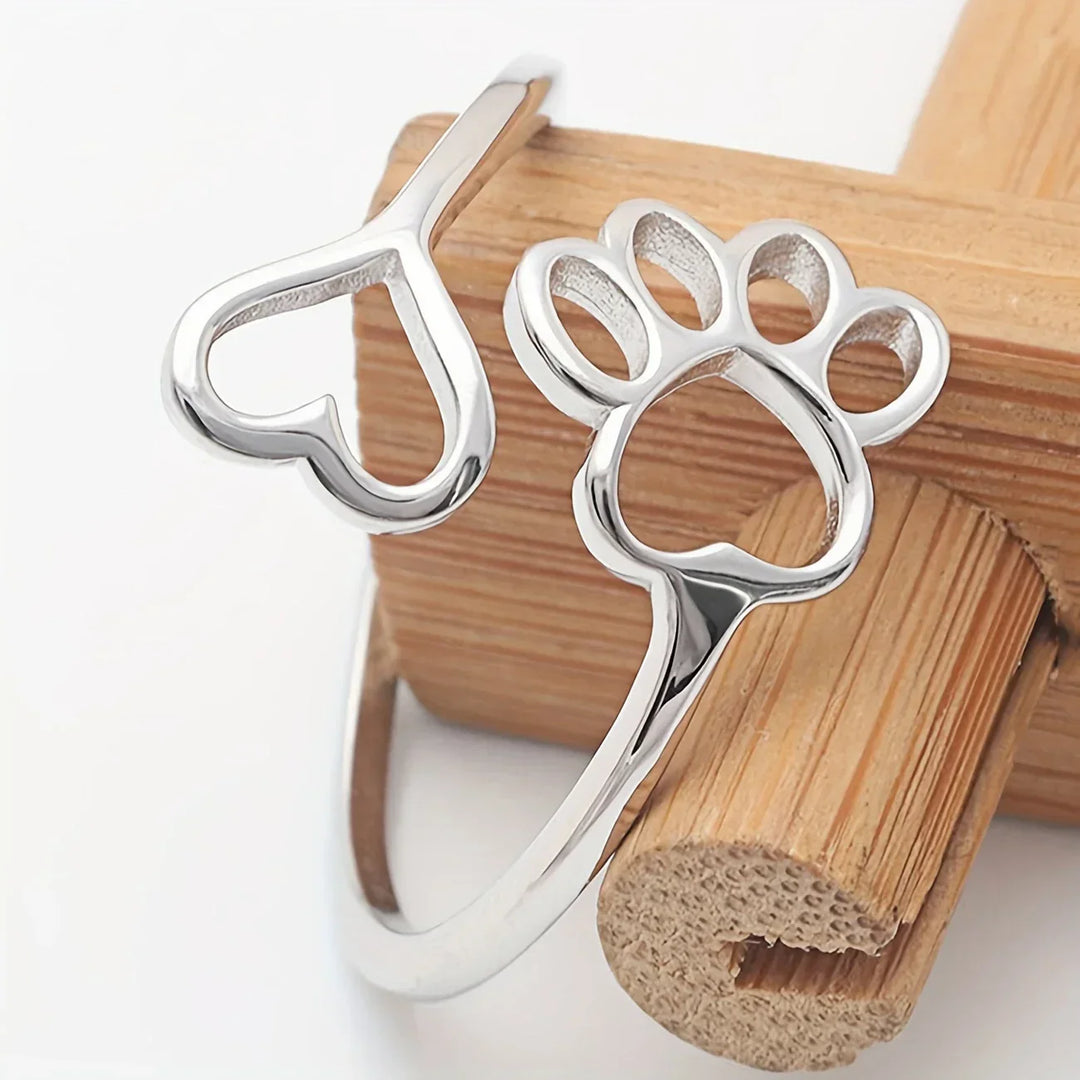 Handcrafted Paw & Heart Ring