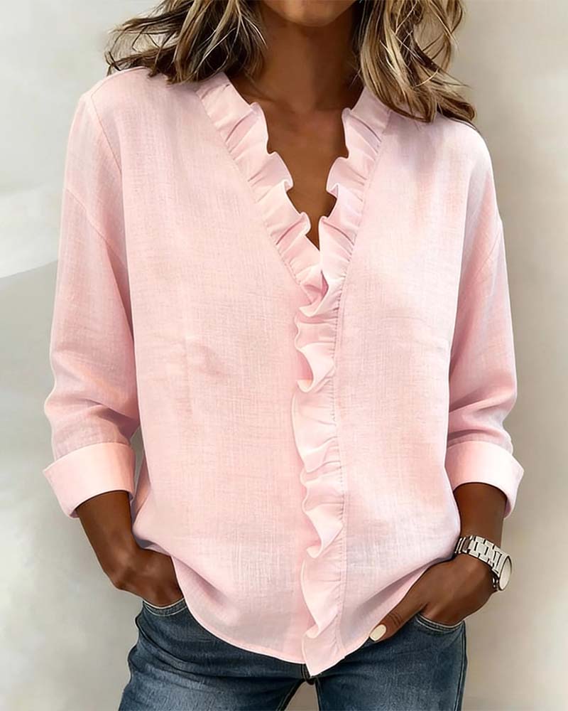 Solange | Ruffle V-Neck Blouse