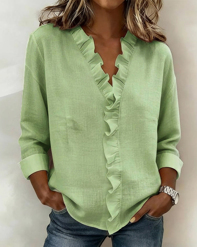 Solange | Ruffle V-Neck Blouse