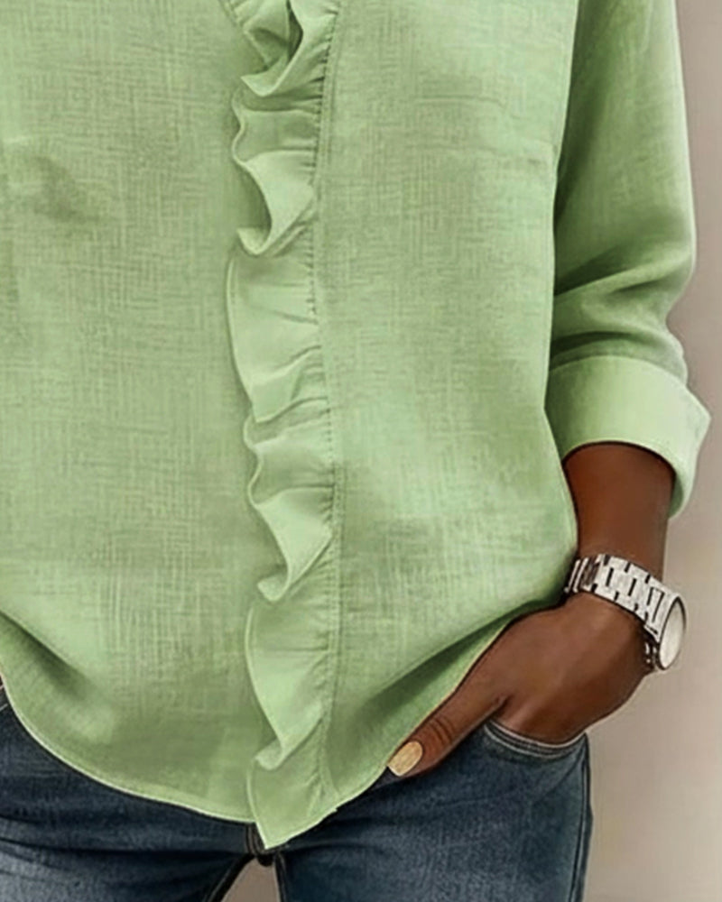 Solange | Ruffle V-Neck Blouse
