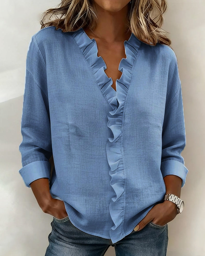 Solange | Ruffle V-Neck Blouse