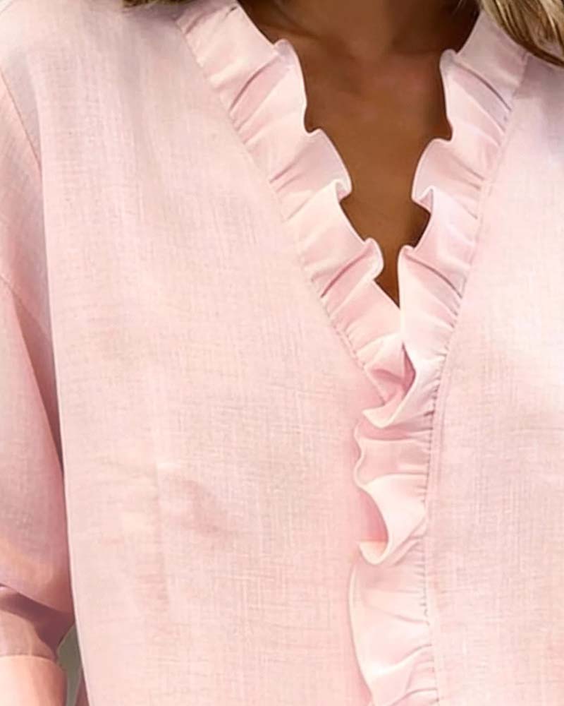 Solange | Ruffle V-Neck Blouse