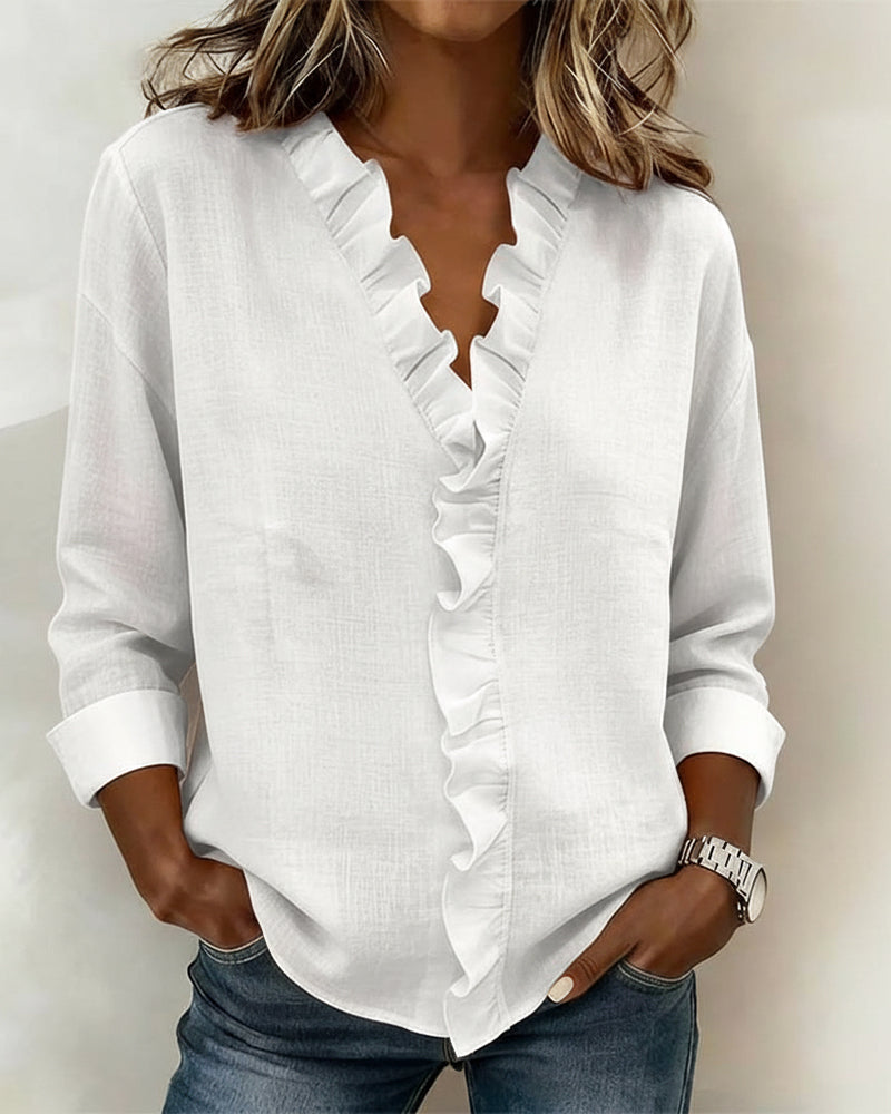 Solange | Ruffle V-Neck Blouse