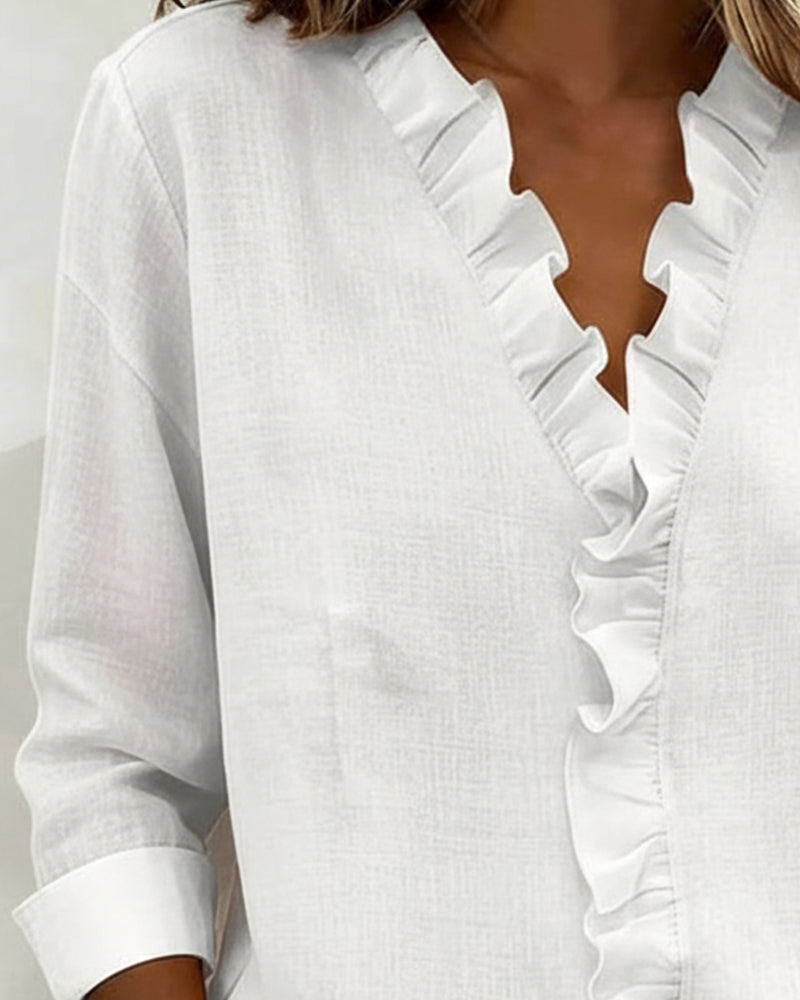 Solange | Ruffle V-Neck Blouse