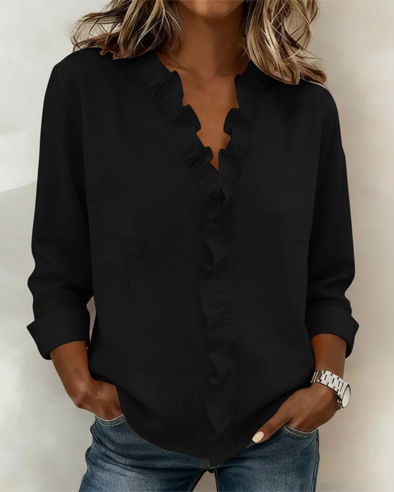 Solange | Ruffle V-Neck Blouse